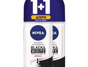 Nivea Πακέτο Προσφοράς Invisible Women Black & White Clear Roll On Γυναικείο Αποσμητικό Κατά των Λευκών Σημαδιών 2x50ml 1+1 Δώρο