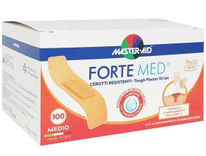 Master Aid Forte Med Tough Plaster Strips Αυτοκόλλητο Ανθεκτικό Επίθεμα για Μικροτραύματα Μπεζ Medio 78x20mm 100 Τεμάχια